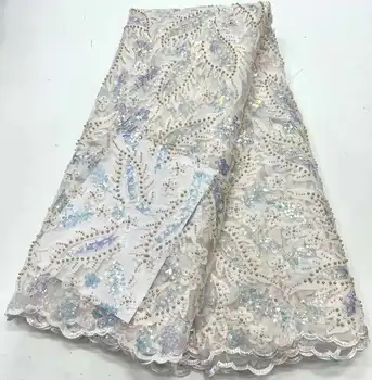 BALTS Āfrikas Fāzēm Sequin Mežģīņu Auduma 2023 5 metri augstas kvalitātes franču Nigērijas līgavainis mežģīņu auduma šuj kleitu uz kāzu puse,