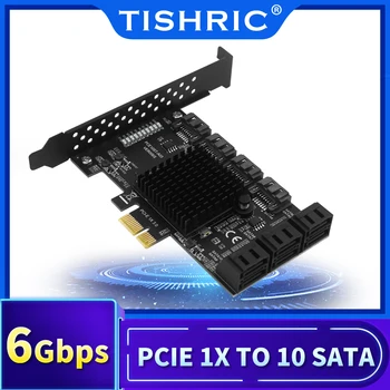 TISHRIC PCI-E SATA Adapter PCIE 1X Uz 10 Port SATA 3.0 Interfeiss Paplašināšanas Karti Converter Video Karti, Kabeli PCIE Karti Extender