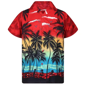 2022 Vīriešu Havaju Krekls Vasaras Gadījuma Modes 3d Drukas Krekls Vīriešiem Zaudēt Pludmales Topi Kokosriekstu Koku Iespiesti Krekls Vīriešiem