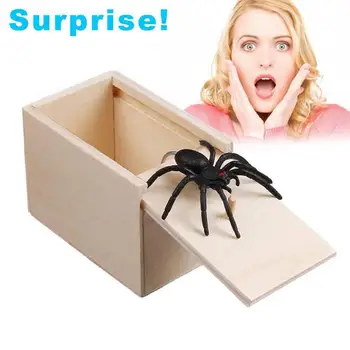Burvju Triki Spider Smieklīgi Šausmu Lodziņā Koka Slēptās Šoks Palaidnība Prop Pārsteigums, Spēles Rotaļlietas Bērniem Puse