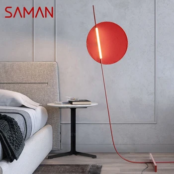 SAMAN Nordic Red Grīdas Lampa Moderns Mūsdienu Ģimenes Iiving Istaba Guļamistaba Radošumu LED Dekoratīvās Pastāvīgās Gaismas