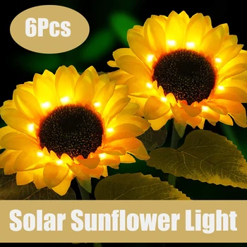 Āra Saules Saulespuķes Lampas Smart Sajūtu Dārza Apgaismojums Pagalmā Kāzu Pateicības Dekori Gaismas Ūdensdrošs LED Zālienu Gaismas