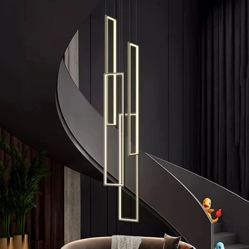 Mūsdienu mājas dekors led gaismas ilgi kulons gaismas lampas dzīvojamā istabā led Kāpnes, lustras dekors gaismas iekštelpu apgaismojums