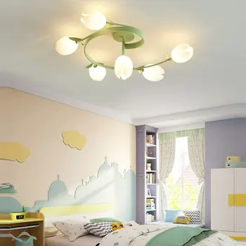 Jaunu guļamistabu griestu gaismas radošā ziedu LED gaismas acu aizsardzība bērnu istabas gaismas restorāns gaismas