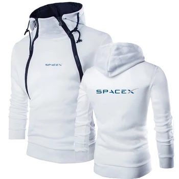 Jaunu SpaceX Kosmosa X Logo 2023 Pavasarī un Rudenī Vīriešu sporta Krekls tīrtoņa Krāsu garām Piedurknēm Zaudēt Rāvējslēdzēju Jaka pelēkā vārna