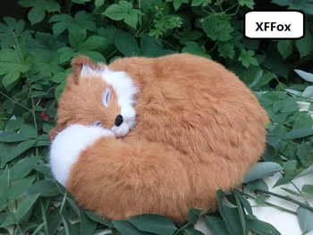 liels reālajā dzīvē brown fox modeli, plastiskā un kažokādas imitācijas miega fox dāvanu par 27x12x27cm xf1790