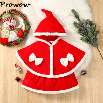 Prowow Baby Girl Ziemassvētku Tērpiem Bowknot Vilnas Hodded Apmetnis+Sarkana Kleita Bez Piedurknēm Komplekti Ziemassvētku Drēbes Meitenei Jauno Gadu Kostīms