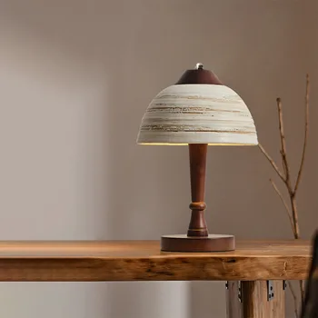 Morden vēja roku darbs keramikas galda lampa Ķīniešu stila dzīvojamā istaba cieta koksne retro homestay lampas Japāņu stilā guļamistaba