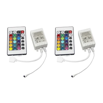 2X LED RGB Kontrolieris Kontroles IS FB 24 Atslēgas, Balta 12V