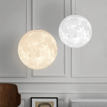 vienkārši, bērnu istabas, guļamistabas lampa restorāns apdare romantiska planētas neliela lustra, Ziemeļvalstu 3D drukāšanas mēness lustra