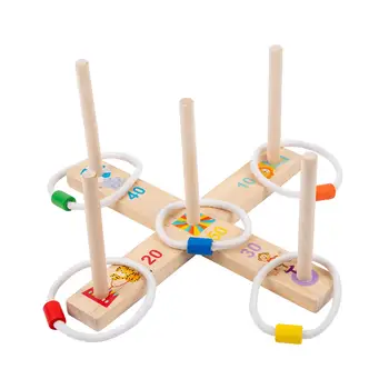 1 Iestatiet Koka Gredzenu Spēle Puzzle Rotaļlieta Ring Toss Montessori Spēle Throwing Gredzenu Gredzenu Spēle Ģimenei, Bērniem, Izglītojošas Rotaļlietas
