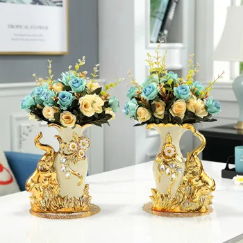 2020. Gada Eiropas Stila Keramikas Zelta Gulbis Vāze Vienošanās Ēdamgalds Mājas Dekorēšanas Piederumi Radošo Zelta Zilonis Vāzes