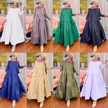 Sievietēm Musulmaņu Dubaija Abaya Kimono Hijab Gara Kleita Kaftan Islāma Apģērba Pogas, Kreklu, Maxi Kleitas Vestidos Drēbes Āfrikas Abaya