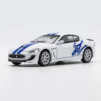 Lējumiem 1:64 Mērogā Marta Ratty GT White & Blue Divu durvju Superauto Simulācijas Sakausējuma Die Cast Auto Modelis Kolekcionējamu Rotaļlietu Dāvanu