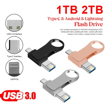 Par Xiaomi Pen Drive 2TB 1TB USB Flash Drive iphone OTG Tipa C USB3.0 Metāla Pendrive High Speed Atmiņas Karti Memory Stick