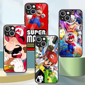 Gudrs, Funny Super Mario Stikla Gadījumā ar Apple iPhone 14 11 13 12 Pro XR-X XS Max 13Pro 13Mini 14Plus Mīksta Silikona Vāciņu