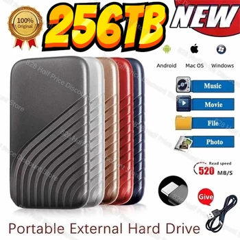 Portatīvo ātrgaitas Mobilā Cietvielu Disks 2/8/16/30/64TB SSD Mobilo Cieto Disku Ārējām Uzglabāšanas Decives Klēpjdatoru Mac Ps5