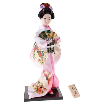 12Inch Japāņu Kimono Doll Geišas Statuetes ar Ventilatoru Rotas, Dāvanu Mākslas Amatniecības Collectables Rozā Auduma Dāvanu Meitene
