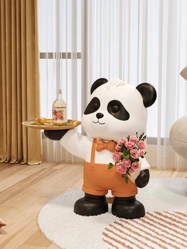 60cm Statuja Gudrs Giant Panda Skulptūru Mājas Dekoru Luksusa Dzīvojamā Istabā TV ministru Kabineta Dīvāns Pusē Uzglabāšanas paliktnis Grīdas Apdare Dāvanu