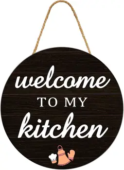 Smieklīgi Virtuves Mākslas Zīme, Koka Apaļas Karājas Pie Sienas Dekori Laipni Lūgti Manā Virtuvē Dāvanu Gatavošanas Mīļāko Uz Mājām Mākslas Dekori
