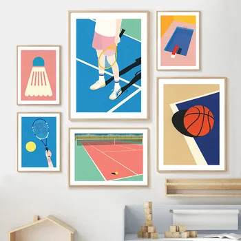 Sporta Laukums Basketbols, Galda Teniss, Daivings Sienas Art Print Kanvas Glezna Ziemeļvalstu Plakāti Bildes Dzīvojamā Istaba Dekori