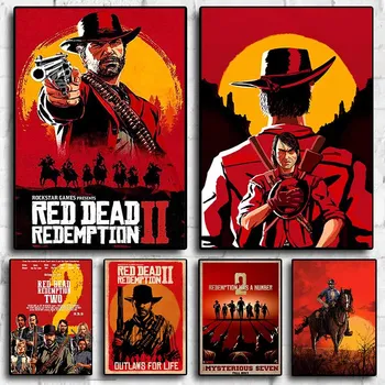 Populāro Spēli Red Dead Redemption 2 Mūsdienu Mākslas Mājas Sienas Spēļu zāle, Interneta Kafejnīca Sienu Apdare Plakātu HD Tintes Glezna