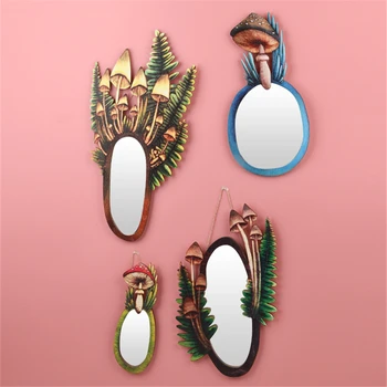 Dekoratīvās Sienas Spogulis Koka Sēne Meža Spogulis Retro Spoguli Dzīvojamā Istaba Guļamistaba Vannas Istaba Entryway Sienas Dekori