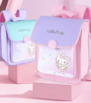Hello Kitty Sanrio Pamatskolas Skolēnu Schoolbag Sloga Samazināšanas Mugurkaula Aizsardzību Viegls un Lielu Jaudu Karikatūra Soma
