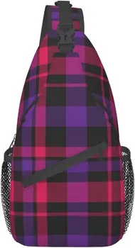 Skotijas Režģu Crossbody Sling Backpack Sling Bag Ceļojumu Pārgājienu Krūtīm Spilvenu Mugursomas Vīriešiem Sievietes Ikdienas Unisex Viens Izmērs