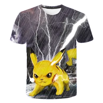Pikaču T krekls Gadījuma Modes Vasaras Bērnu T-krekls Pokemon T krekls Karikatūra 3D Drukas Pokemon Apģērbu Meitene Zēnu Unisex
