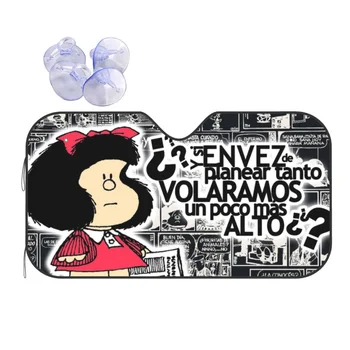 Gudrs Mafalda Priekšējā stikla Saulessargs Anime Multfilmu Salokāms Automašīnas Priekšējā Vējstikla 70x130cm Saulessargs Sejsegu Saules Aizsardzībai