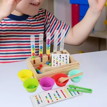 Koka Tapa galda Spēle Krelles Spēle Koka Varavīksnes Bumbiņas Tases Montessori Rotaļlietas Bērniem
