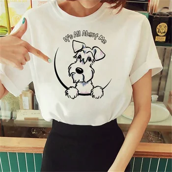 Schnauzer t krekls sievietēm smieklīgi vasaras dizaineru t-krekli, sieviešu manga apģērbu harajuku