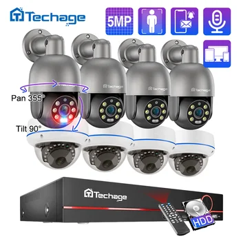 Techage H. 265 8CH 5MP Camera POE Sistēmas PTZ Dome Kamera Cilvēku Noteikšanas CCTV Video Mājas Drošības Uzraudzības Uzstādīt P2P Likvidēšana