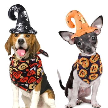 Pet Suņiem Halloween Party Kostīms, Uzvalks Modes Kaķis Raganu Cepure Kakla Šalli Kucēns Formālās Drēbes Suņu Kostīmu Kaķis Dropshipping