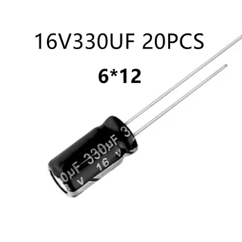 20pcs Jaunu elektrolītisko kondensatoru 16v330uf sējums 6*12mm elektronisko komponentu-line alumīnija kondensatoru 16 volti 330 mikro meth