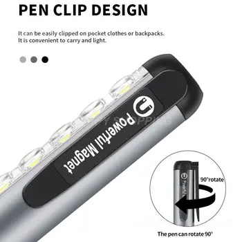 Mini LED Lampiņu XPE + COB Lampu Krelles Ultra Spilgts Lukturītis Ar Magnēta Klipsi Darba Gaismas Ūdensizturīgs USB Lādējamu Lukturīti