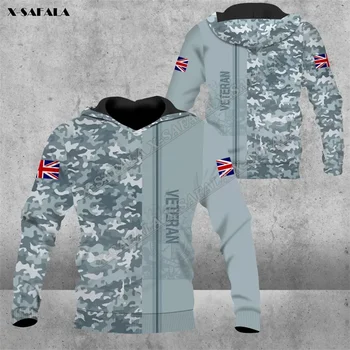 Ekskluzīvu Britu Vienība Karaliste Camo Veterāns 3D Drukas pelēkā vārna Vīriešu Krekls, Pulovers Kapuci sporta Krekls Jersey Treniņtērpi Outwear Mētelis
