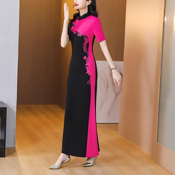 2023 jaunu high-end elegants banketu ilgi novājēšanu cheongsam bumbu kleita