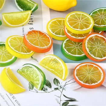 Imitētu citrona šķēles, Mājas mēbeles, Plastmasas augļu Dzelteno, zaļo citronu modeļa Foto aksesuāri