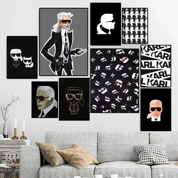 Pop Art Modes Dizainere K-Karla-L-Lagerfelds Plakātu, Audekls HD Drukātu, Personalizētu Sienas Māksla Pasūtījuma Gleznu Mazajiem