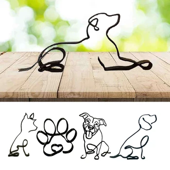 Suns Mākslas Skulptūru Metāla Suns Anotācija Minimālisma Mākslas Dzelzs Figūriņas Biroja Rakstāmgalda Piederumi Mājas Apdare Gudrs Miniatūras