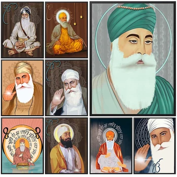 Handdrawn Sikhu Reliģijas Reliģijas Plakātu Sienas, Attēlus Viesistaba, Mājas Dekoru Plakātu Sienas Mākslas Audekla Glezna Bez Rāmja